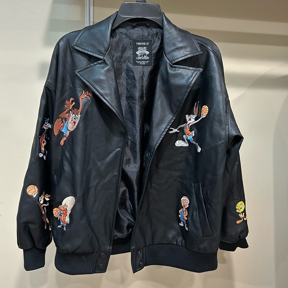 Forever 21 space jam leather jacket